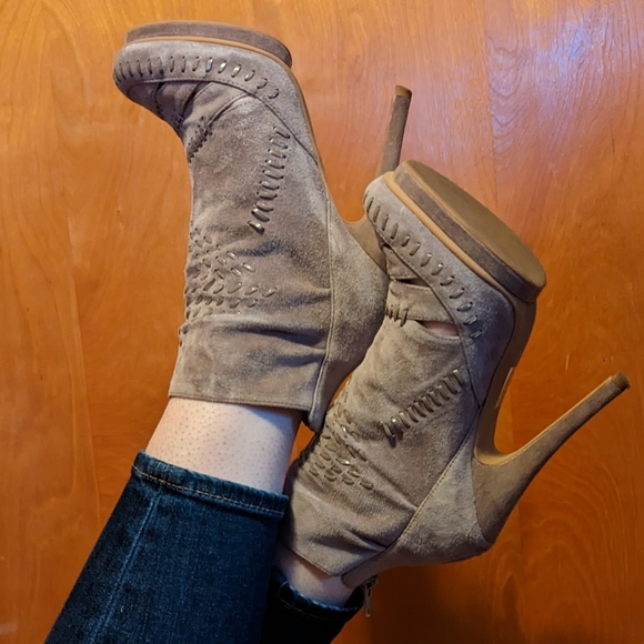 Free People Shoes - Free People Grey Suede Heel Booties